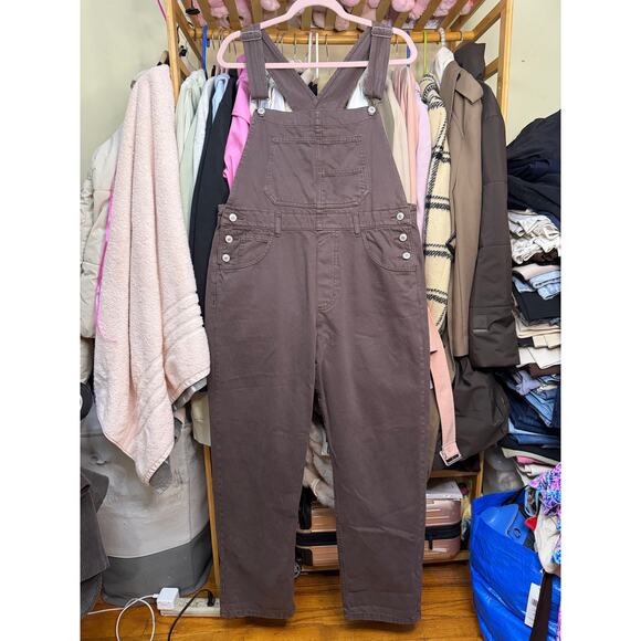 Free People We The Free Ziggy Denim Overalls Mocha Brown Size Medium Boho Earthy - Picture 5 of 16